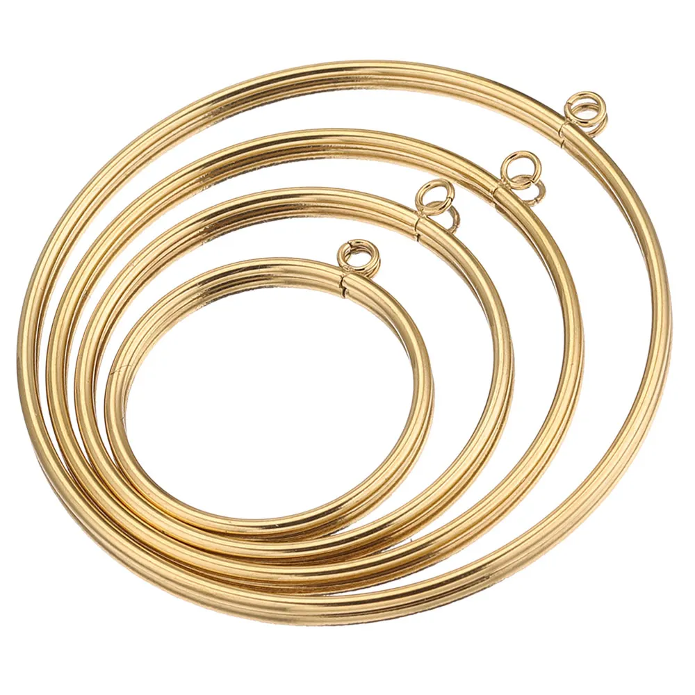 Set of 10 Gold-Plated Stainless Steel Large Circle Ring Charm Bezels