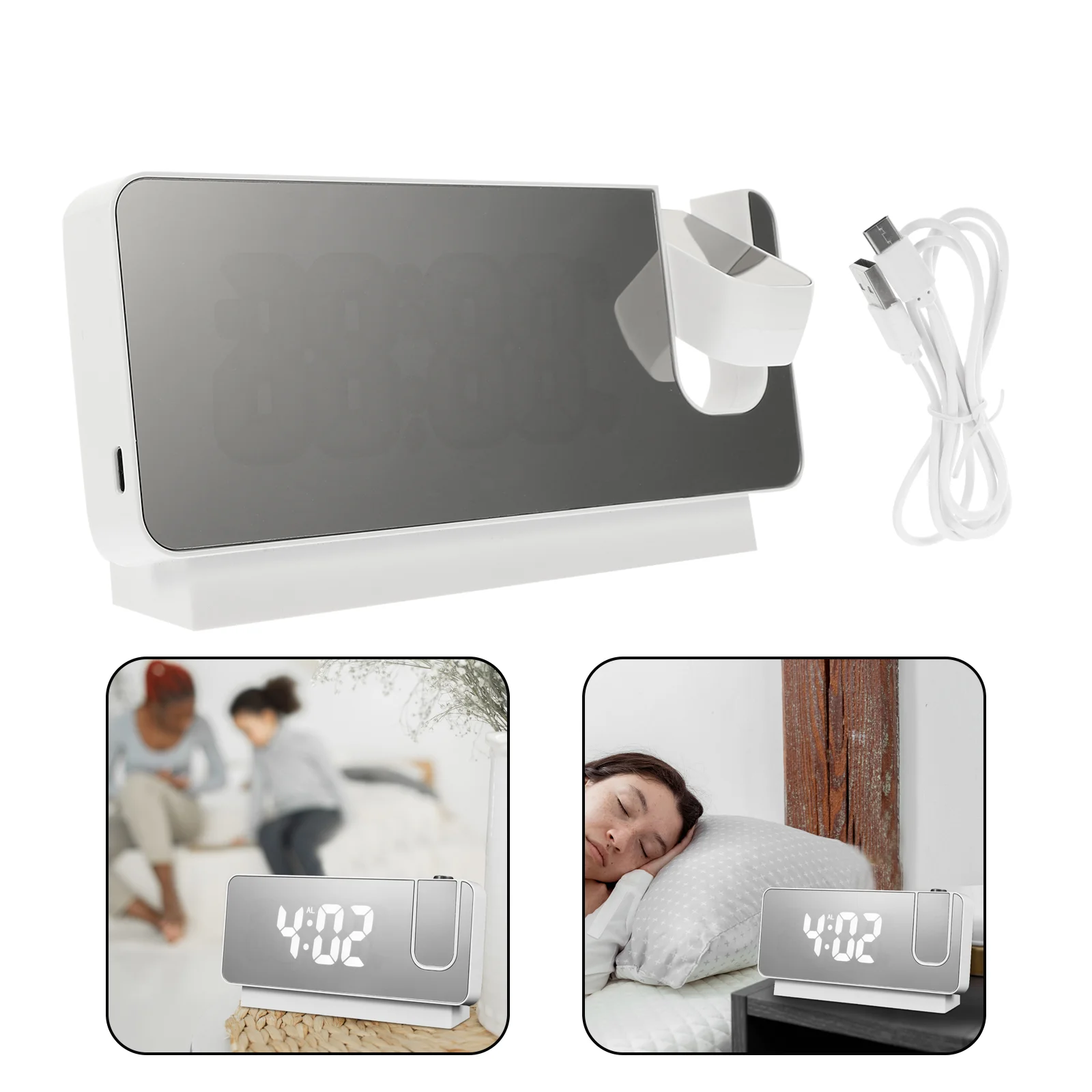 LED Electronic Clock Student Projection Alarm Digital Desk Home Dormitory Clocks