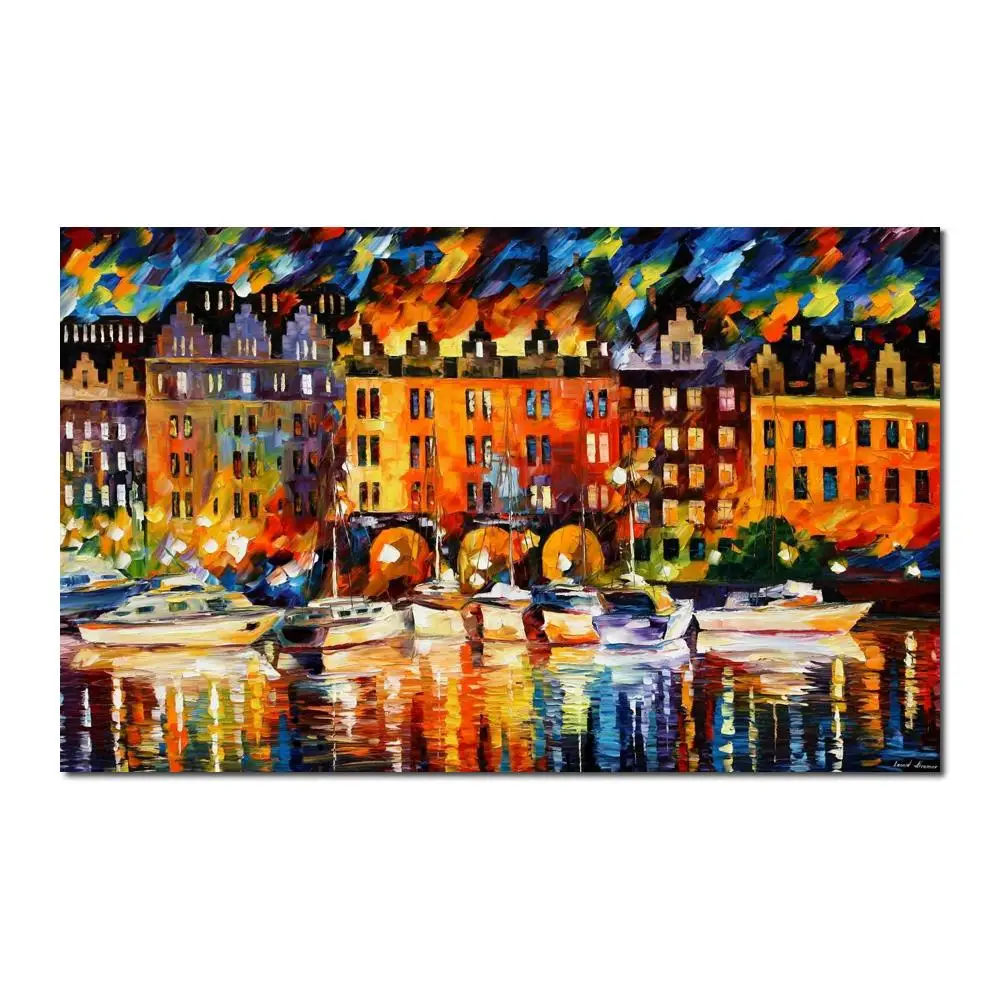 

Painting for sale Colorful oil paintings Canvas castle by the river Abstract Modern Fine Art Home Decor High quality Handpainted