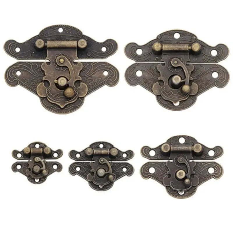 Vintage Retro Notebook Suitcase Wooden Jewelry Box Padlock Latches Hasp Lock Catch Buckle Furniture Hardware Box Latches