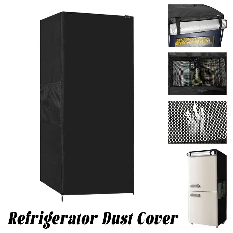Description Picture 2 of item210D Oxford Cloth Refrigerator Dust Cover Vertical Refrigerator Protective Cover Dustproof Waterproof Sunproof 58x58x142cm Black