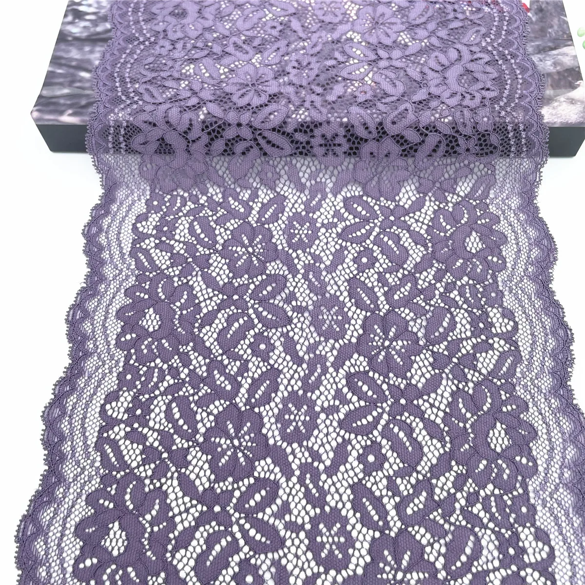 3y/lot Width 8 1/4 inch 21cm Grape Purple Elastic Lace Trim 3