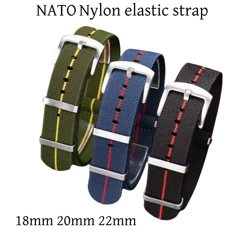 Premium NATO Nylon Watch Band - Black & Green, Sweat-Absorbent and Woven Design