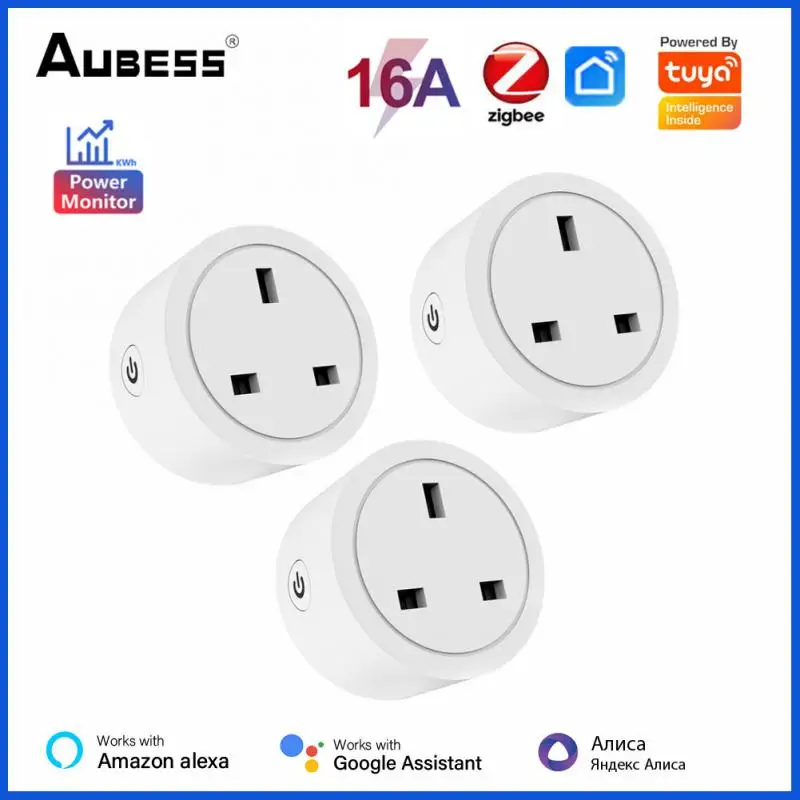 Tuya ZigBee Smart Plug UK 16A Timer Socket Smart Home Power Metering ...