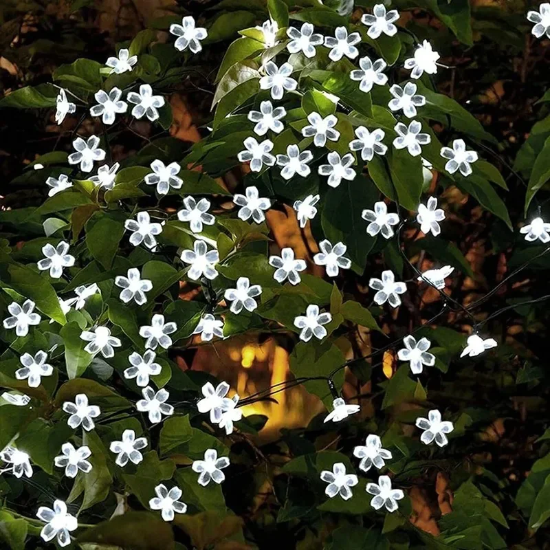 Solar Cherry Blossom String Lights – Outdoor Waterproof Garden Garland Lights for Lawn, Pathway & Christmas Decoration 3