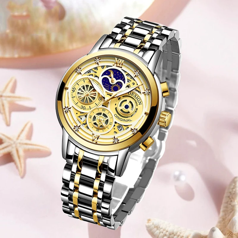 LIGE 2023 New Women Watches Top Brand Luxury Women's Bracelet Hollow Watch Ladies Waterproof Quartz WristWatch Relogio Feminino