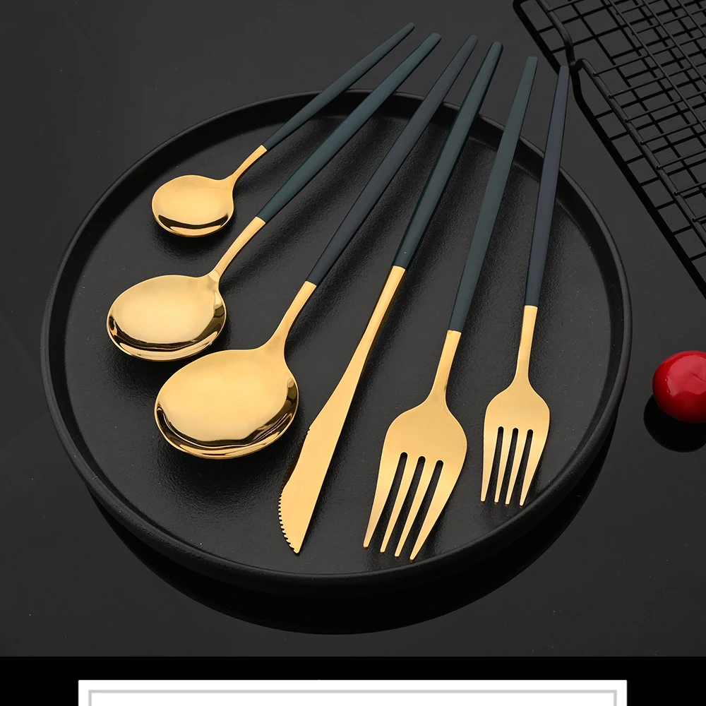 Description Picture 2 of item20Pcs Luxury Mirror Flatware Set Kitchen Stainless Steel Tableware Set Hotel Dinnerware Set Rose Gold Cutlery Set Gift
