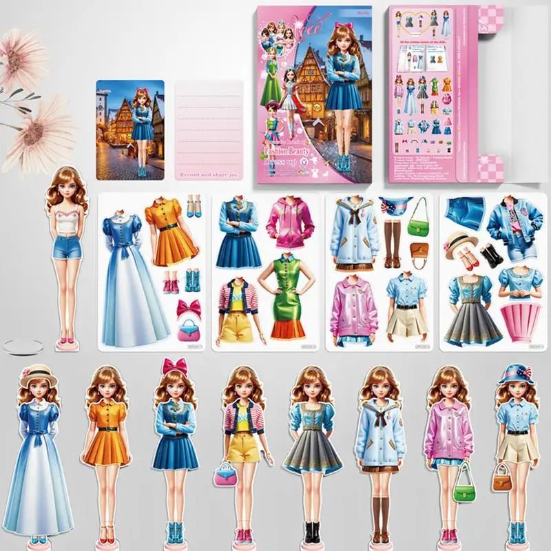 Magnetic Paper Dolls Princess Doll Set Toddler Activities Magnet Dress Up Sticker Book Children's Educational Toy For Girls