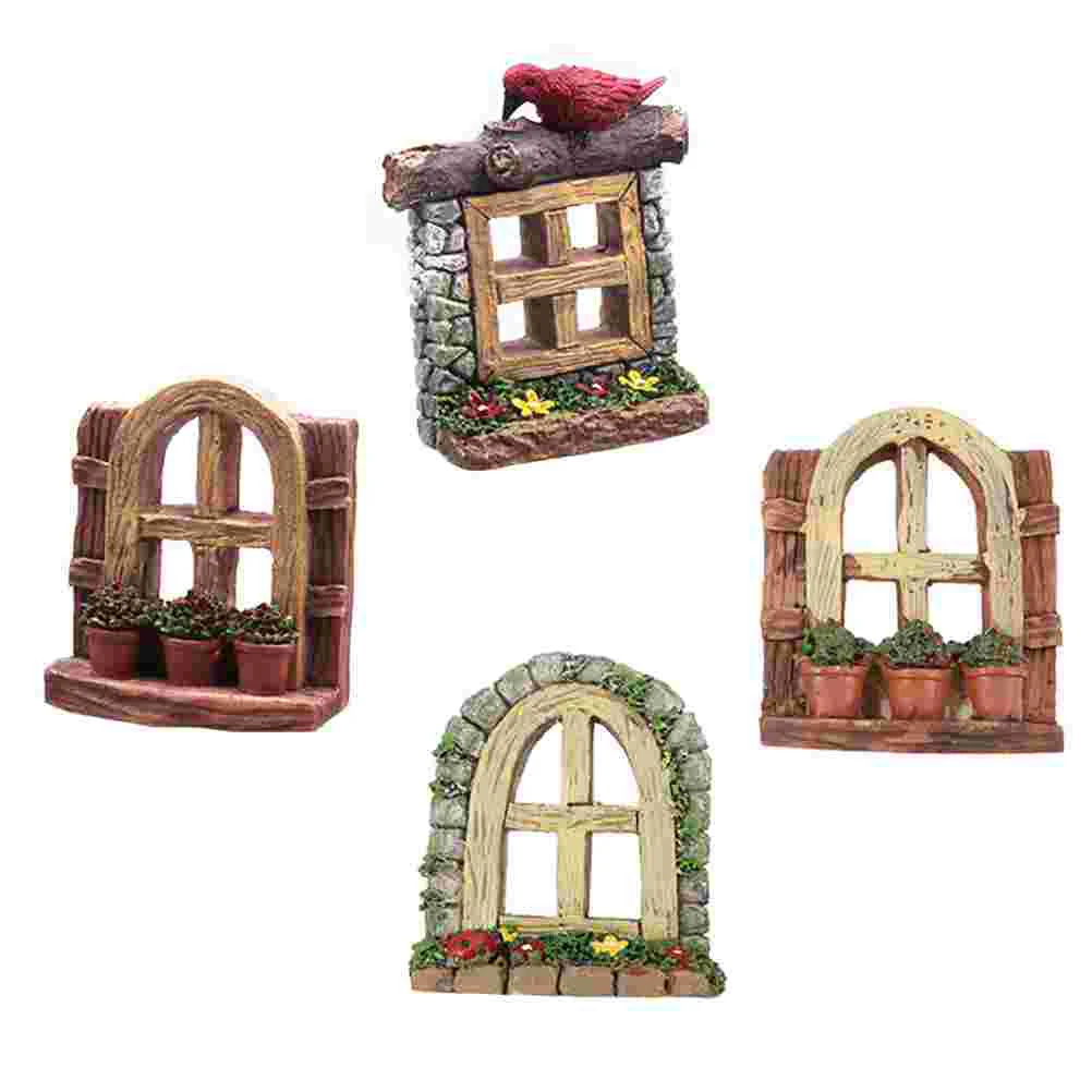 

Window Miniature Garden Fairy Door Home Decoration Tree Accessories Tank Landscape Decor Gnome Ornaments Dollhouse Mini Pot