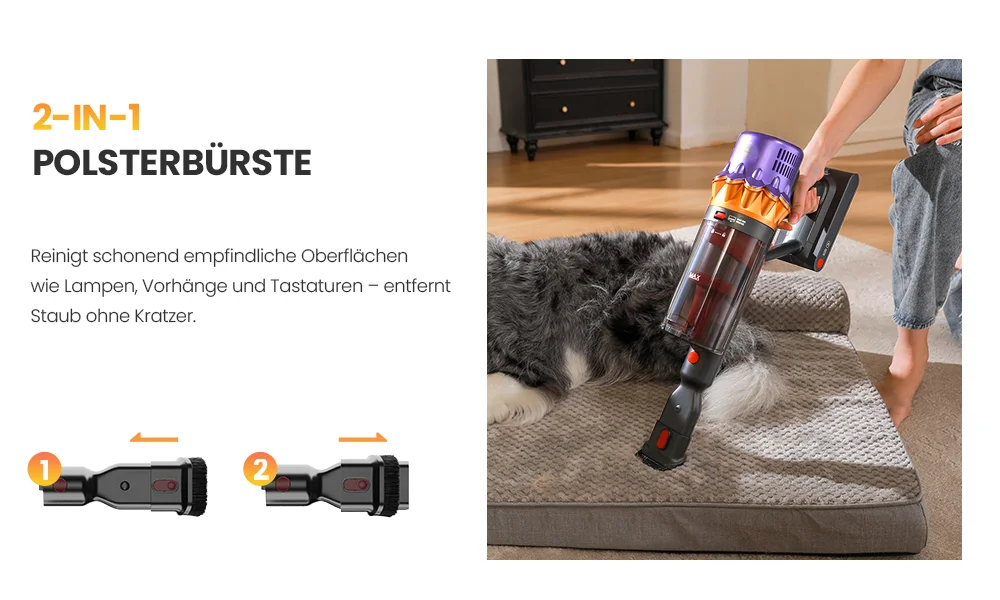 Erabros EV5 70KPA Ultra-Starker Kabelloser Staubsauger 550W 80 Minuten Laufzeit Drahtloser Staubsauger mit 4 Modi & Smart-Display – Detail 18
