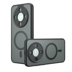 Wireless Charging Rugged Armor Frosted Hard Back Case with Magnetic Hard PC TPU for Honor X70 5G (Magnetic Black)