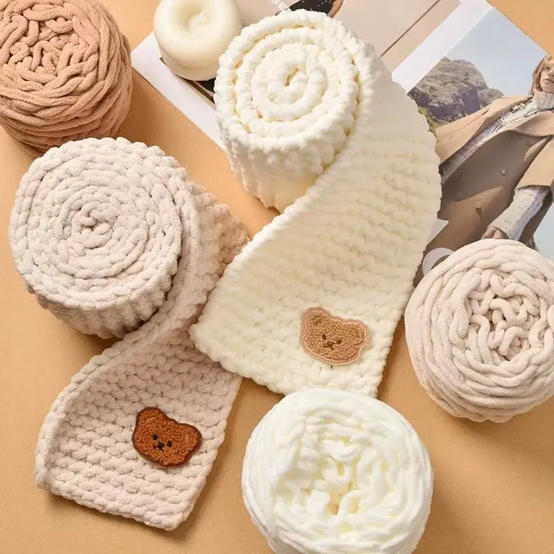 3 Stück 300g Chenille-Strickgarn, Weiches Eisstreifen-Baumwollgarn, DIY-Wollgarn für Handgestrickte Decken, Schals, Dickes Garn – Detail 4