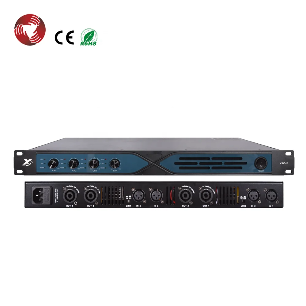 

Hot-selling 4 channels 450W digital 1u size professional power amplifier Z450