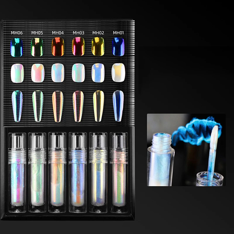 2.2Ml Aurora Nail Powder Effetto Specchio Chrome Nail Art Mermaid Rainbow Nail Art Pigment Chrome