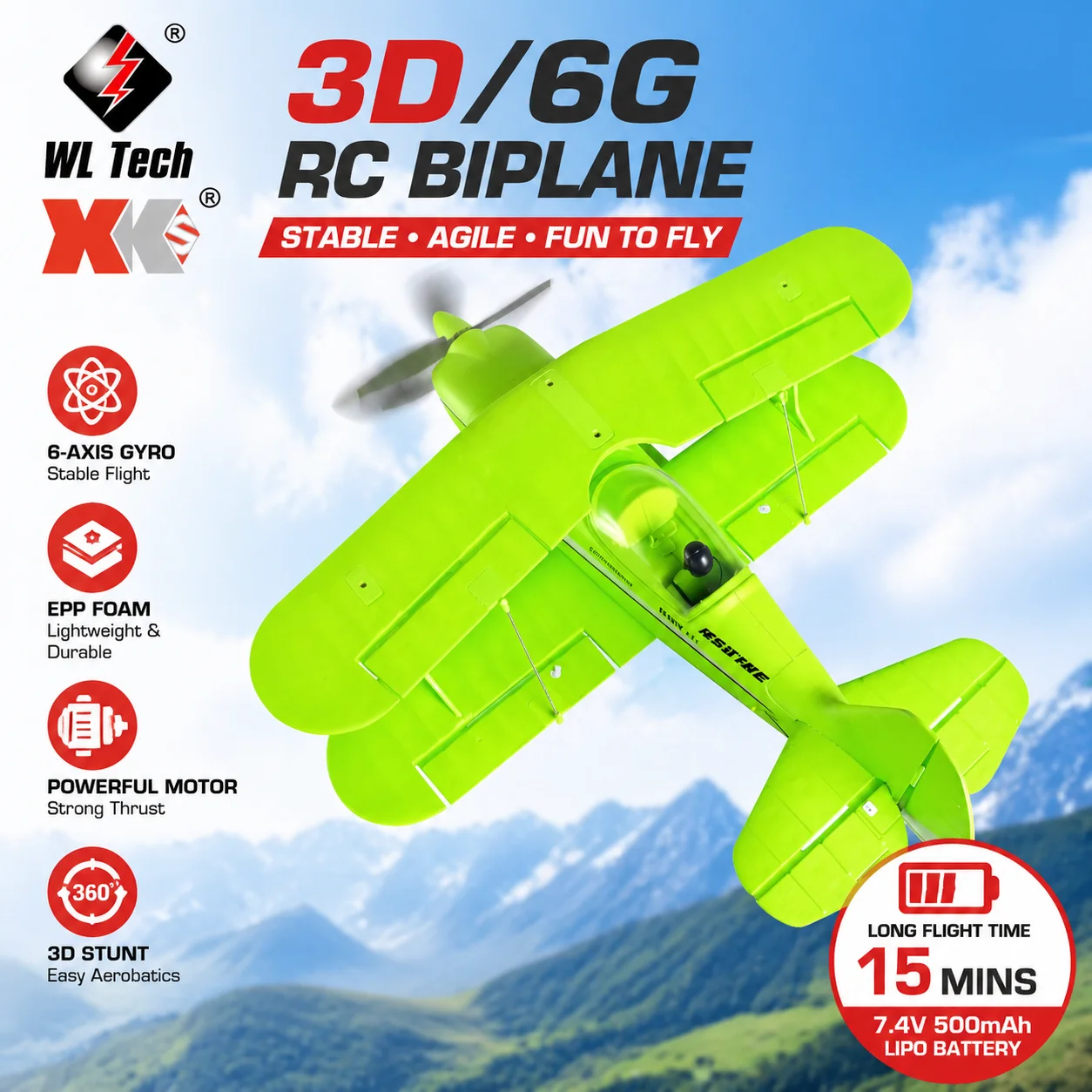 Détail du cockpit et de l'hélice de l'Avion RC Beech D17S Staggerwing, modèle réduit EPP+ brushless.