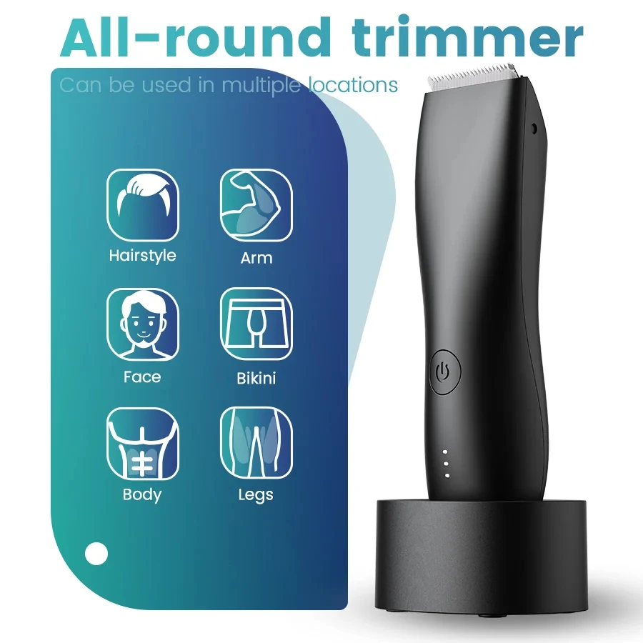 [IPX6] Men's Groin/Body Trimmer w/ SkinSafe - Foil Blades & Precision, Rechargeable Ball Shaver for Sensitive Skin