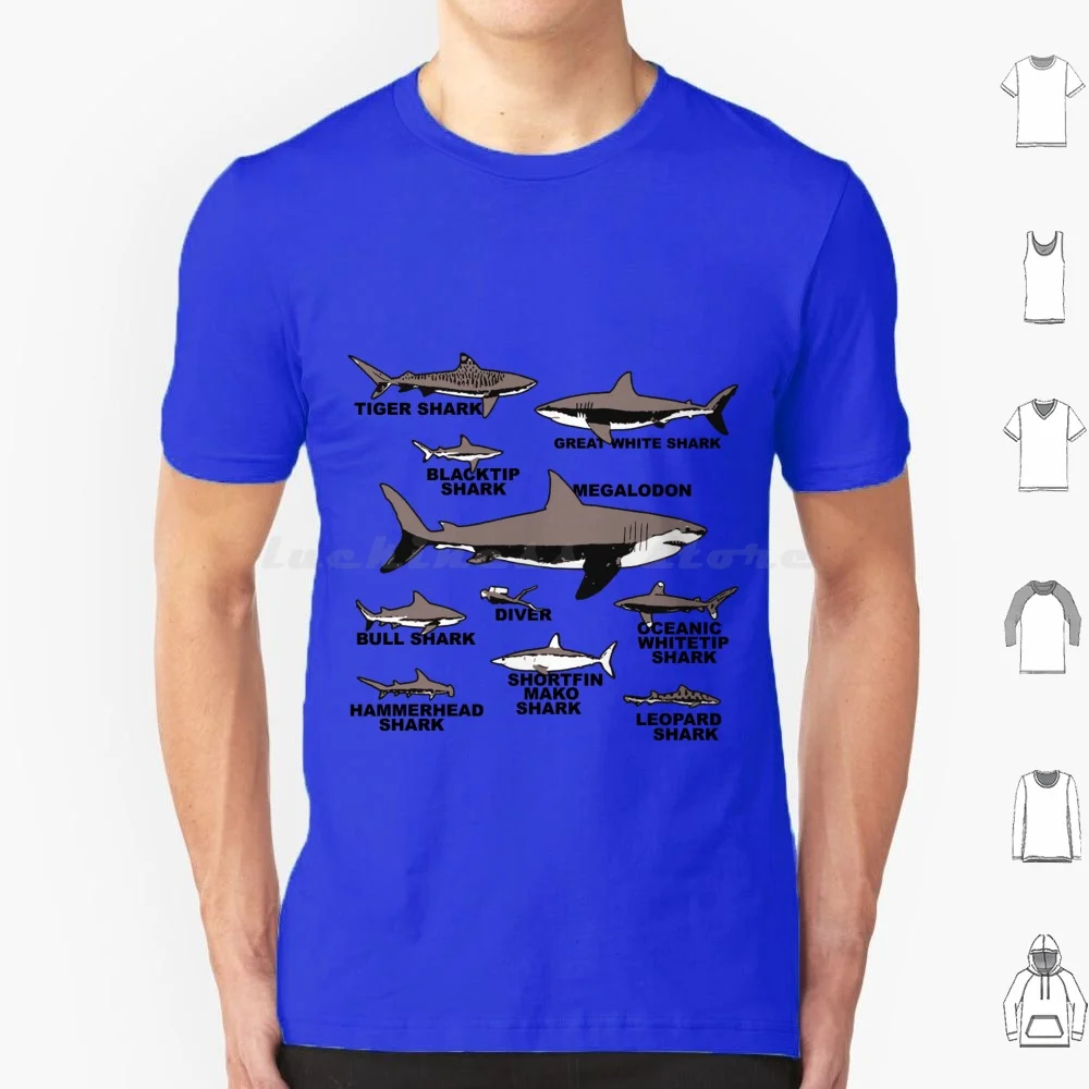 9 Tipi Di Squali Accademico Oceano Regalo | Megalodon, Tigre, Toro E Grande Squalo Bianco Regalo T Shirt Big Size 100% Cotone Squalo
