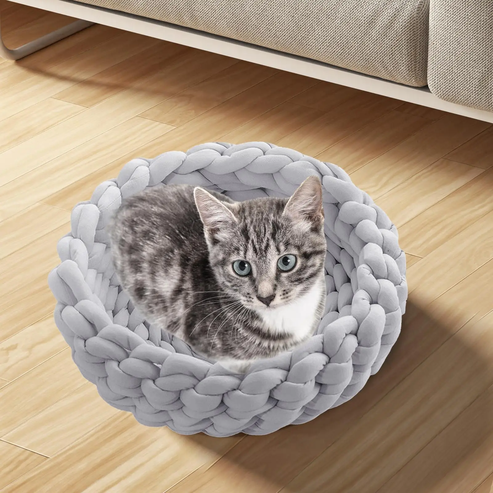 Handwoven Cat Nest Bed Non Slip Durable Round Shape Portable All Seasons Kitten Calming Bed Soft for Pet Supplies Small Dog Handwoven Cat Nest Bed Non Slip Durable Round Shape Portable All Seasons Kitten Calming Bed Soft for Pet Supplies Small Dog