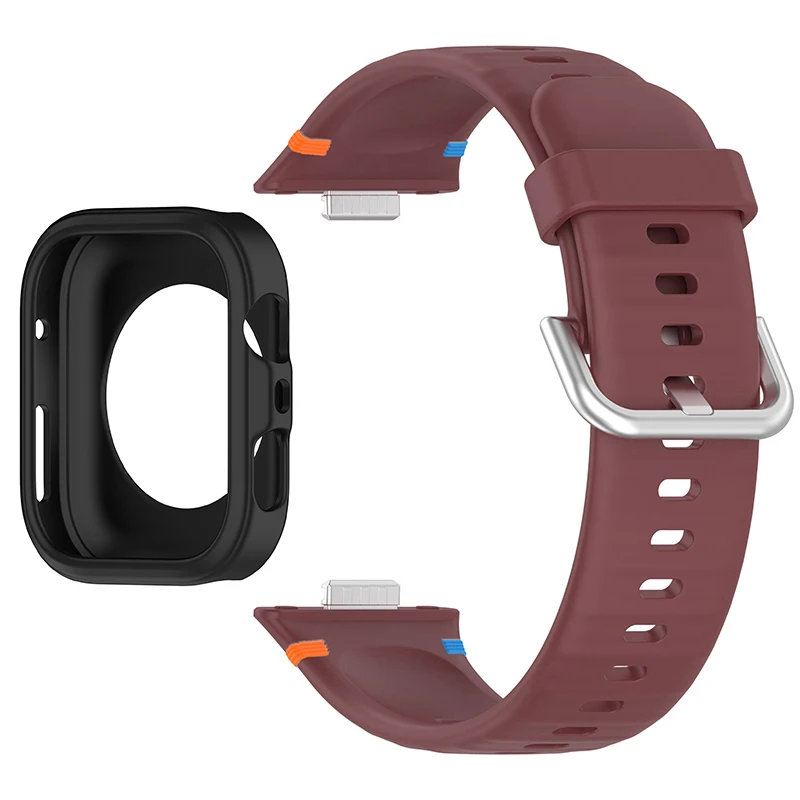 Protective Soft Case with Silicone Sports Strap for Smartwatch Fitness Bands