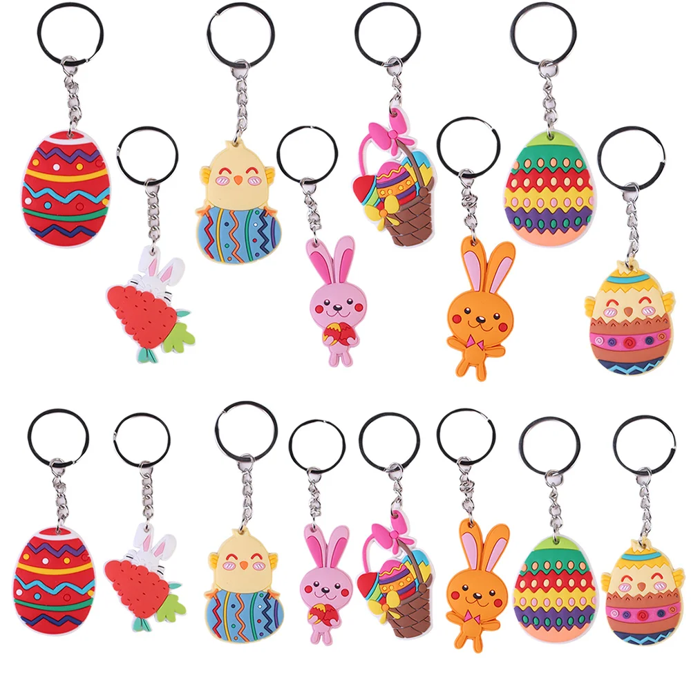 

16Pcs Easter Basket Stuffers Easter Egg Keychain for Kids Hunt Basket Filler Birthday Party Favors Classroom Gifts