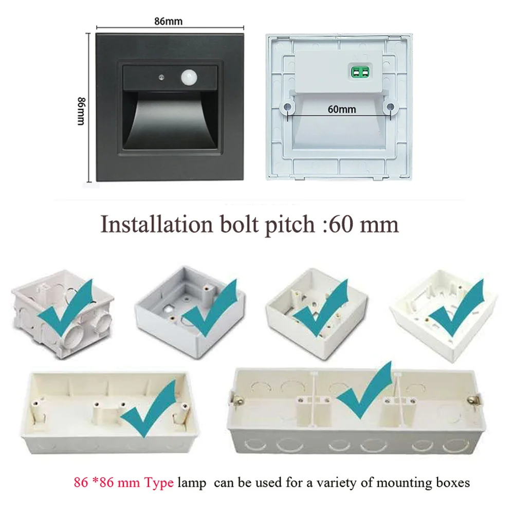 EU Standard Motion Induction Stair Step Porch Corridor Light PIR Body Sensor Wall Sconce 1.5W Ladder Bathroom Footlight 100-240V motion sensor light led light led wall lamp wall light