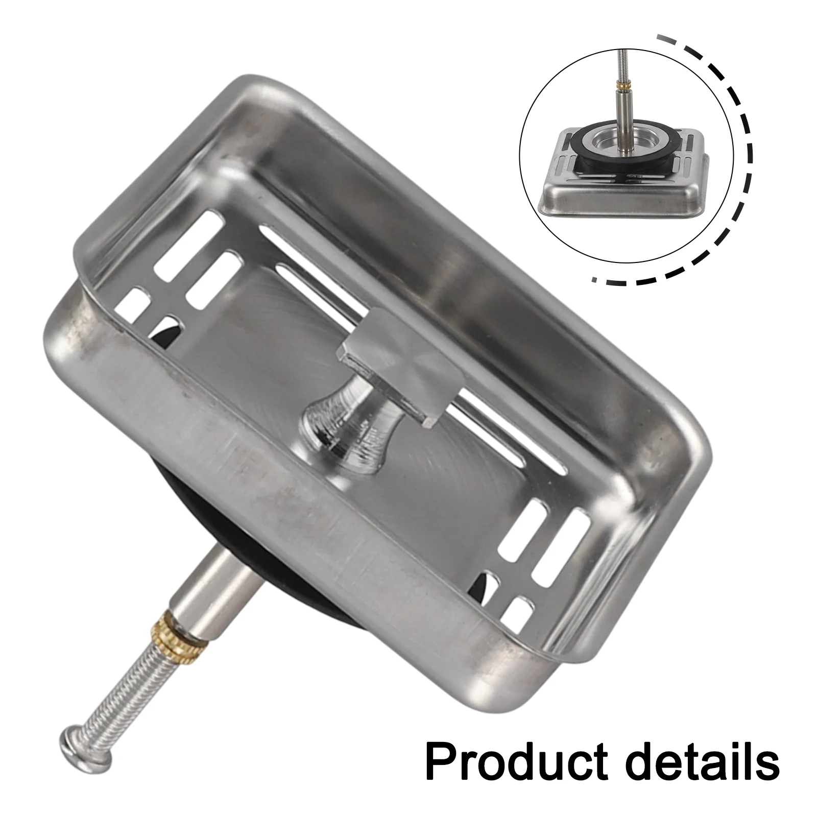 Sink Strainer Cleaning Tool Post Stopper 8mm Kitchen Square Sink Strainer Easy To Clean Efficient Filtering Plug