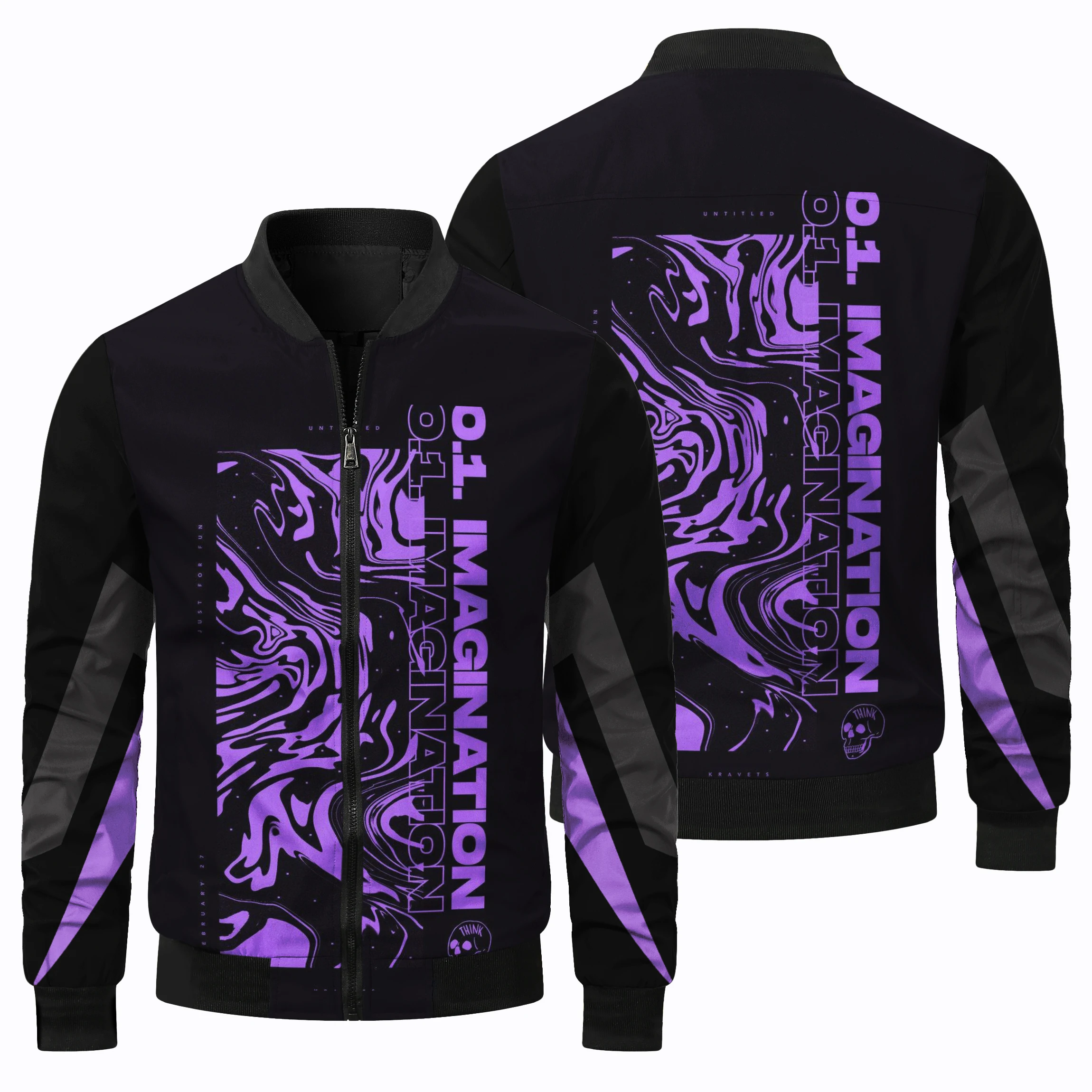 thumbnail image 1 of Chaqueta de vuelo de moda de primavera y otoño para hombre 2024, chaqueta de béisbol deportiva para exteriores, chaqueta con patrón divertido en 3D, ropa para hombre, 1 of 5