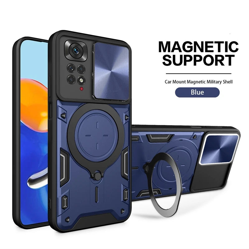 Slide Camera Shockproof Armor Phone Case with Stand Back Cover