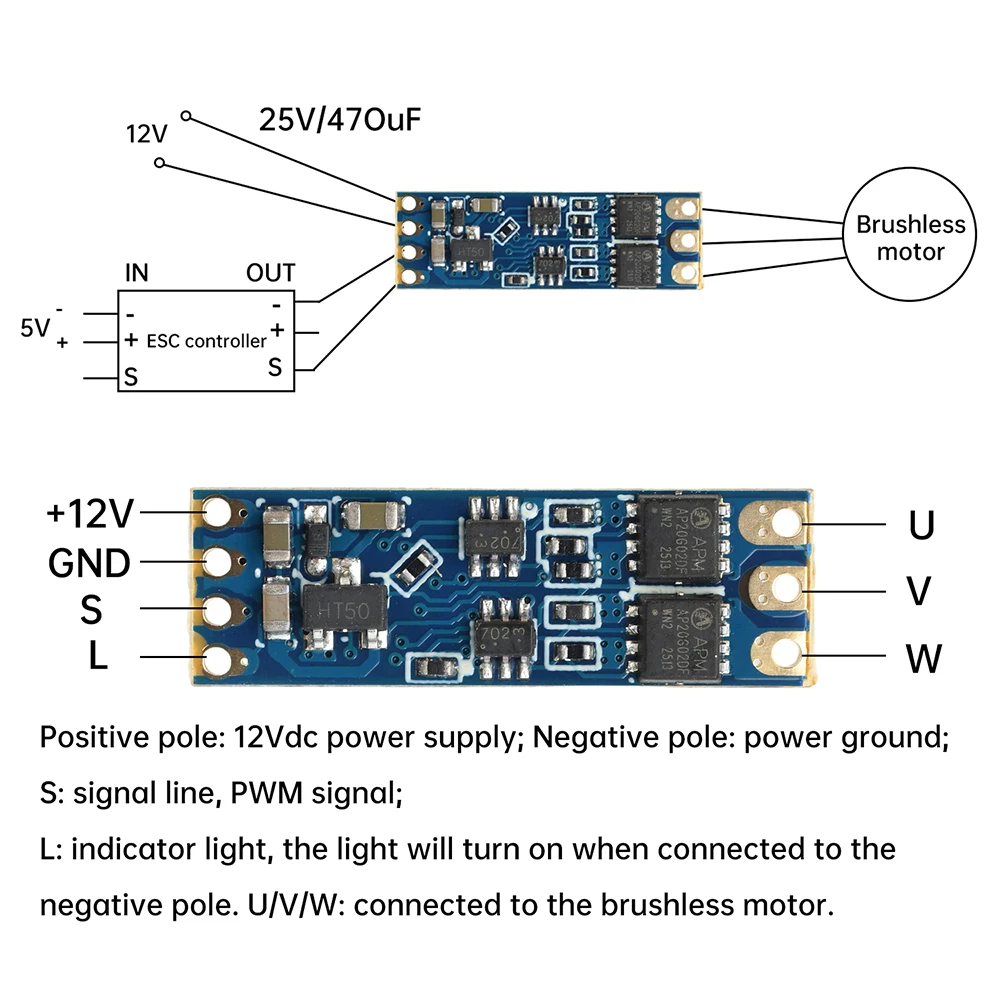 ESC 8A Mini sans balais pour drone FPV micro 2S-3S PWM