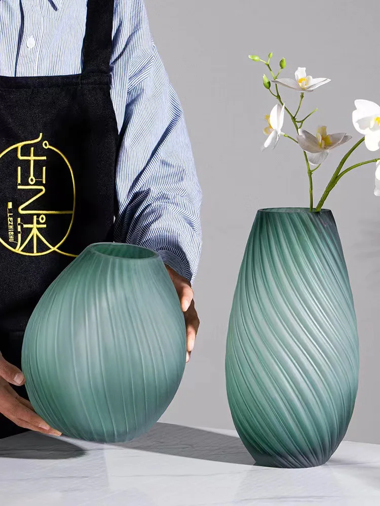 Luxury High-End Large Vase Floor Decoration Living Room Flower Arrangement 2021 New High-End Restaurant Glass Decoration 4