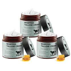 Organic Whipped Tallow & Honey Beeswax Deep Moisturizing Face & Body Cream, 120g (3pcs)