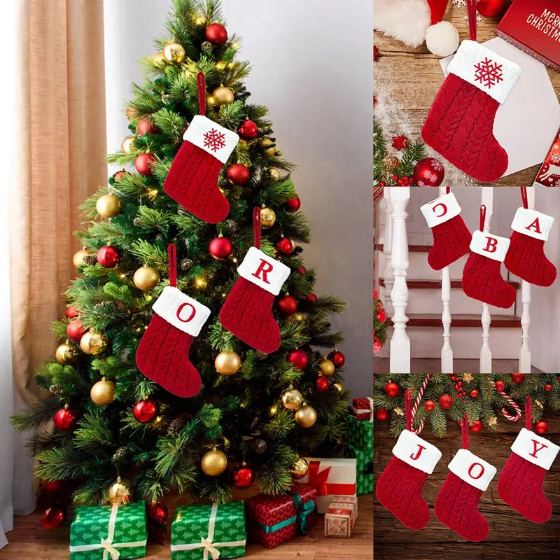 Christmas Decorations Christmas Alphabet Knitting Sock Christmas Tree Ornament For Home 2025 Gift
