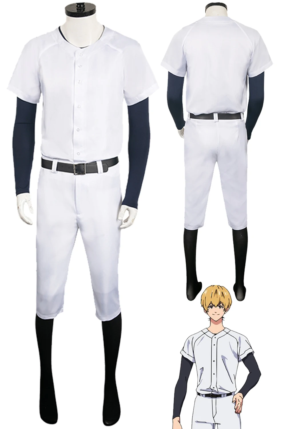 

Kiyomine Haruka Adult Men Cosplay White Sports Team Uniform Anime Boukyaku Cosplay Battery Disguise Costume Halloween Suits