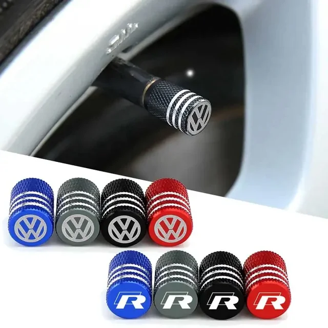 4PCS Car Wheel Tire Valve Caps Tyre Rim Stem Covers for Volkswagen Rline Golf GTI Bora Passat Jetta Beetle Tiguan Scirocco MK6 1