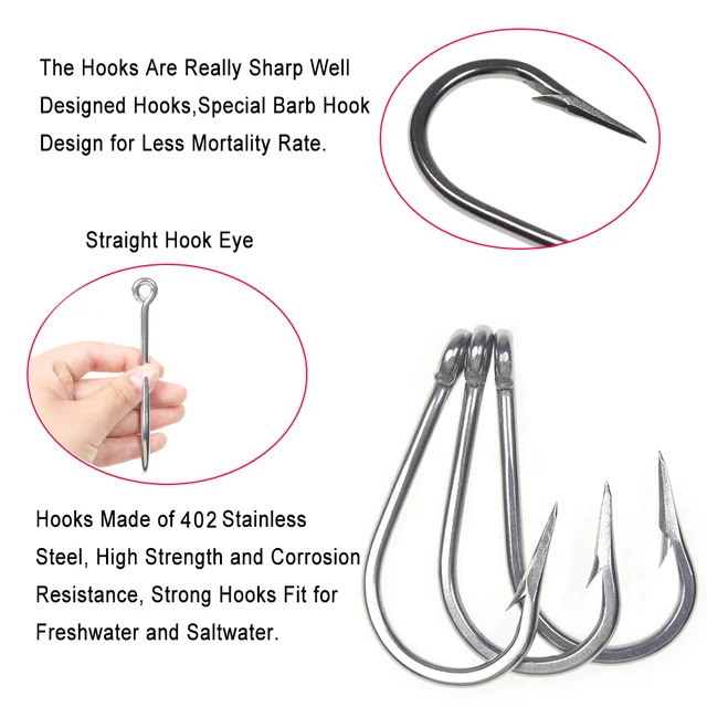 Lionriver Stainless Steel Giant Barbed Deep Sea Ocean Fishing Hook For Big  Game Shark Tuna Tarpon Saltwater Trolling Fishing - Fishhooks - AliExpress