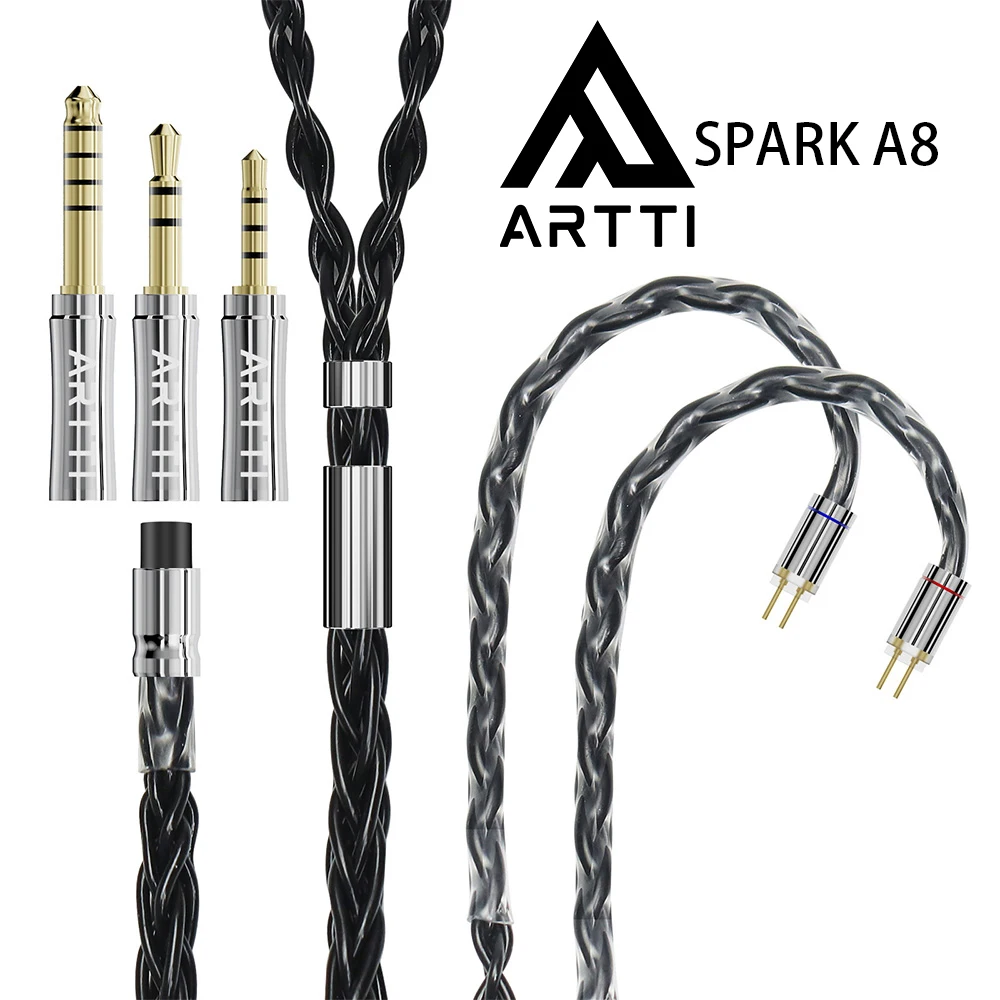 

ARTTI WAVE A8 Earphone Cable 8 Cores 144 Strands Silver-plated 7N OCC Copper 2.5+3.5+4.4mm 3in1 Metal Plug 2pin/QDC/MMCX Cable