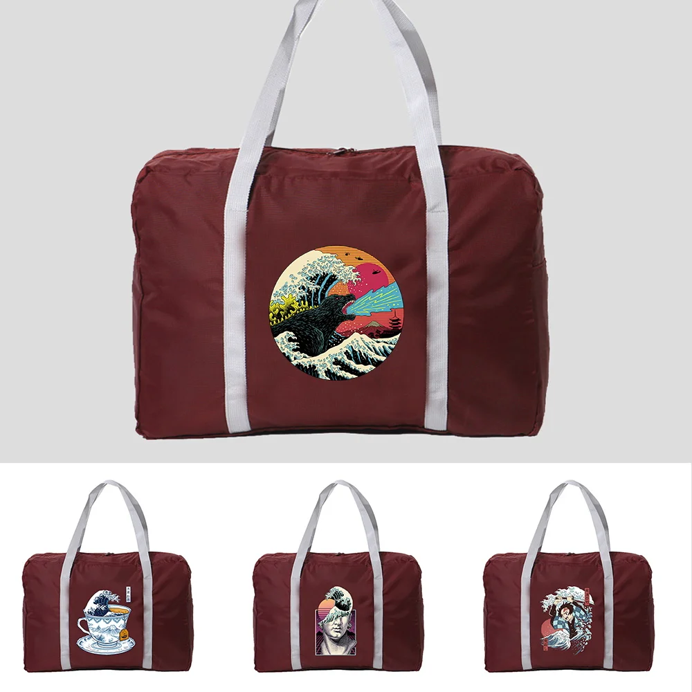 

Nylon Foldable Travel Bags Unisex Waterproof Large Capacity Luggage Storage bag Women Handbags Travel Accessories Wave Pattern