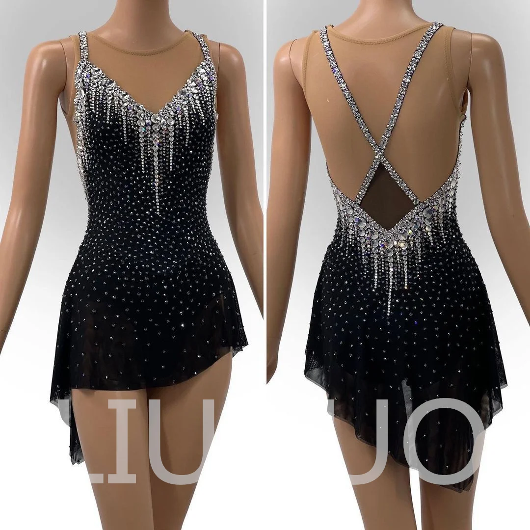 

LIUHUO Ice Figure Skating Dress Girls Black Women Teens Stretchy Spandex Competition Wholesale