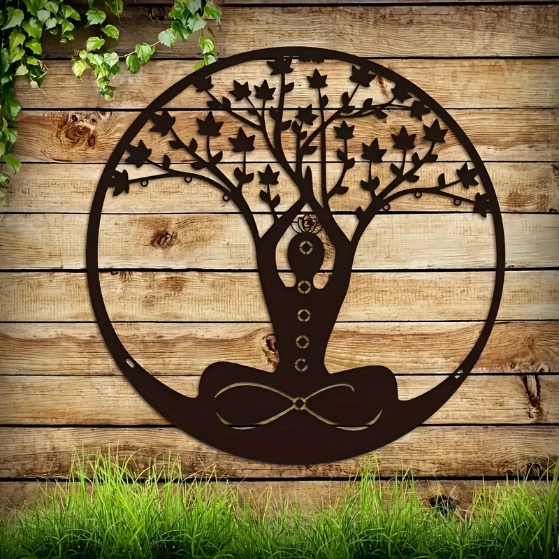 Tree Wall Art, Yoga Tree Of Life Meditation, Metal Wall Decor, Home Decor Hanging Sculpture Statue Indoor Gift