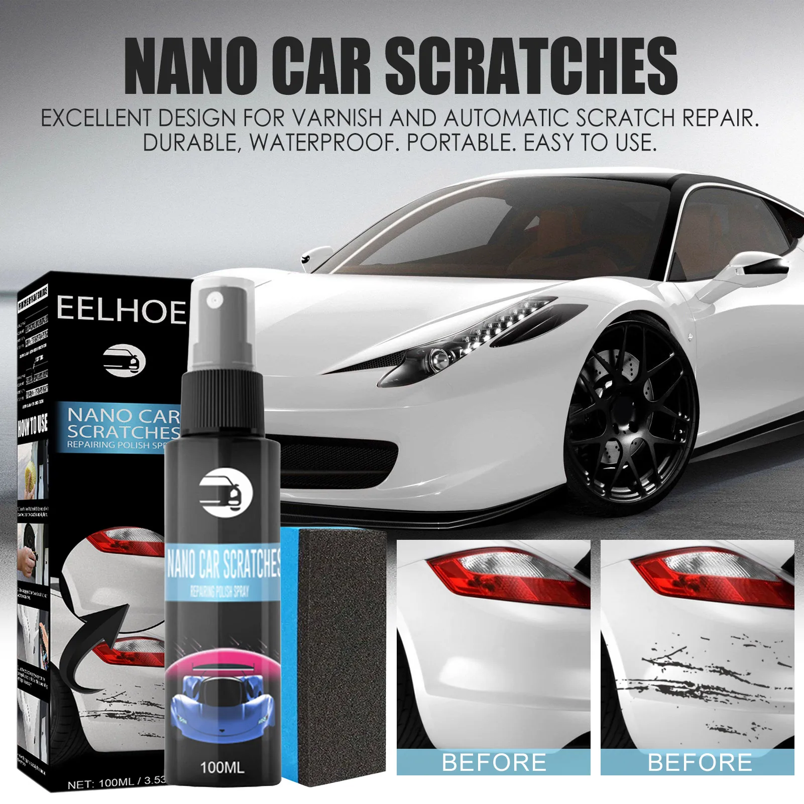 30/50/100ml Car Scratch Repairing Polish Spray Nano Car Scratch Removal Spray Repair Nano Scratches Ceramic Coating