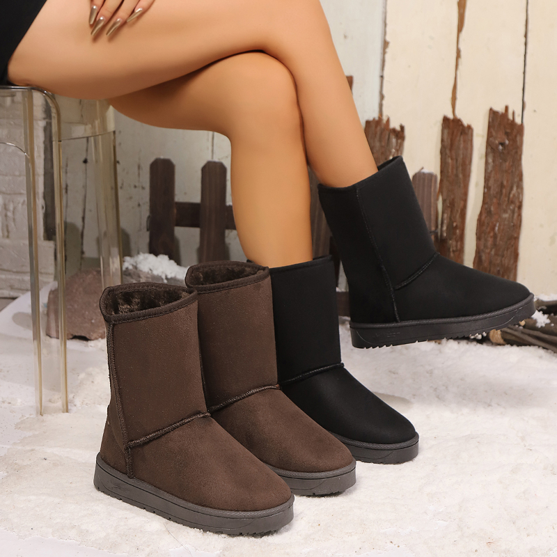 Warm Thick-soled Snow Boots, Winter Casual Plush and Calf Boots for Women, Fashionable and Comfortable High Boots for Women