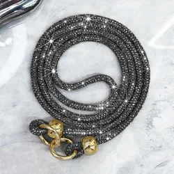 Sparkling Crystal Rhinestone Phone Lanyard - Bright Anti - Lost Shoulder Strap Accessory - - (Black 120cm)