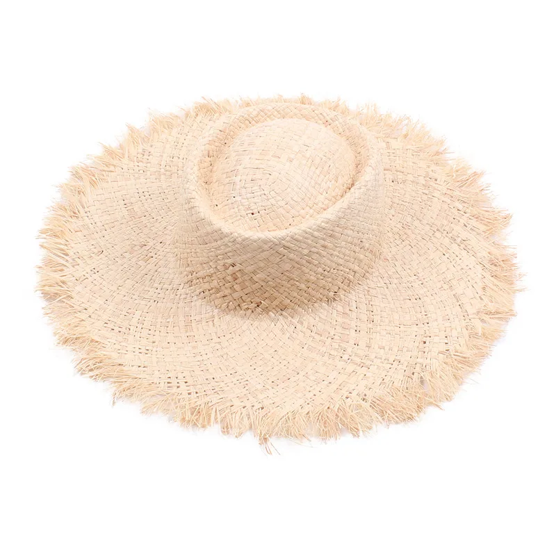 DIY natürlicher Basthut Körper Millinery Sommer Strohhut breite Krempe Panamahut Kentucky Derby Sonnenhut mit Bommel Blumengürtel Schleife – Detail 18