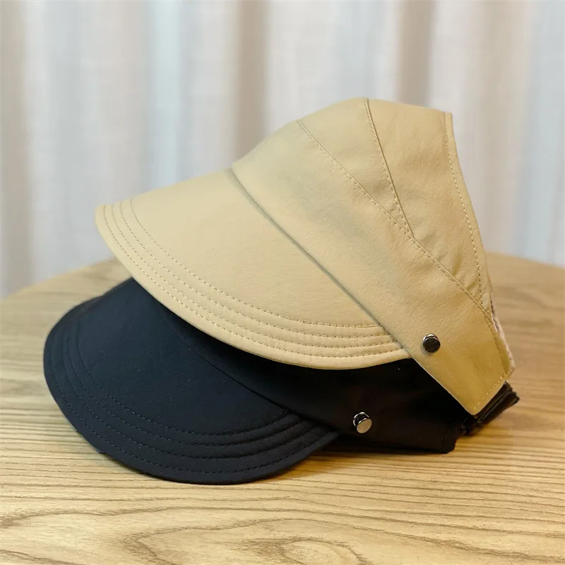 Summer Empty Top Hat Women Cotton Adjustable Visor UV Protection Solid Color Sports Caps Sunscreen Hiking Cap Can Hold A Mask