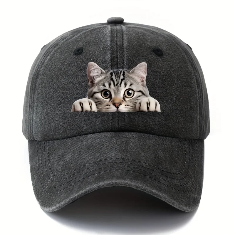 Retro-Baseballkappe mit Cartoon-Katzenmuster, für den Außenbereich, leicht, Entenschnabelkappe, Reisen, Camping, Angeln, LKW-Fahrer, Vater, Entenschnabelkappe
