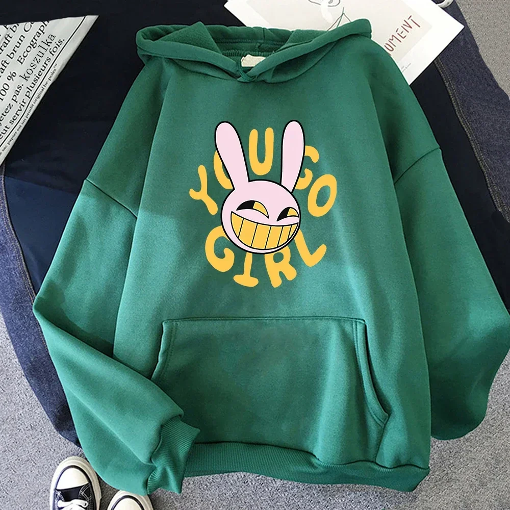 Hoodie Unisex Harajuku süßes Kaninchen-Druck-Pullover-Sweatshirt, lustiges Cartoon-Top – Detail 7