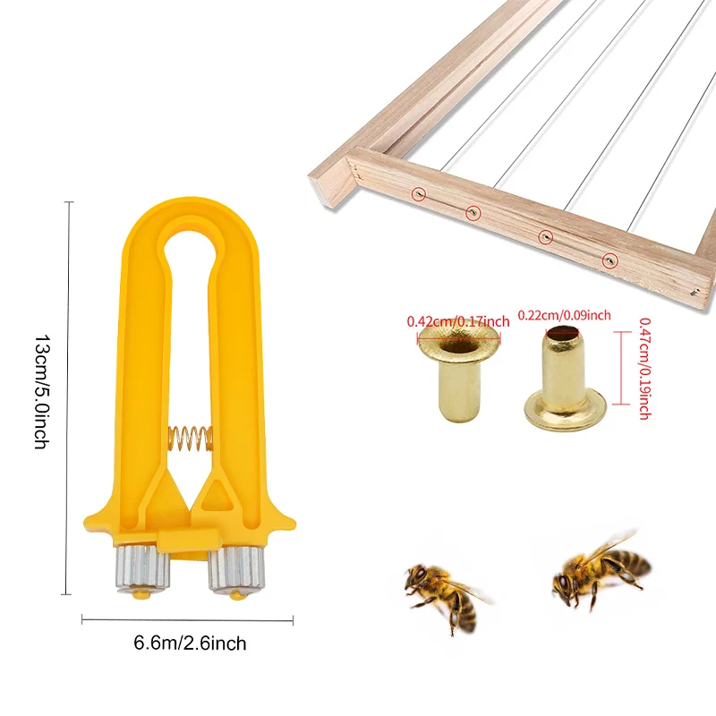 1100Pcs Copper Eyes With Beehive Nest Box Frame Tensioner Beekeeping Tools Hole Bees Nest Box Foundation Beehive Tools