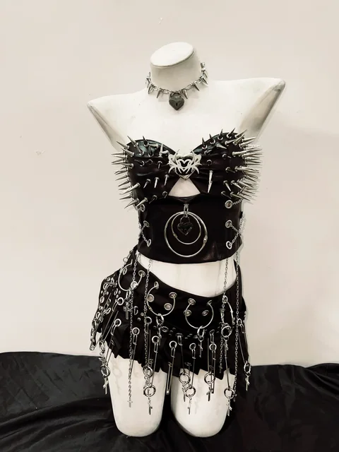 Cropped Spikey Top and Skirt 6