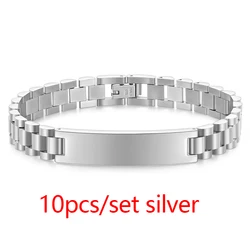 Men's New Fashion Titanium Steel Watch Bracelet - Smooth, Sleek, and Sophisticated Accessories (10pcs Silver)