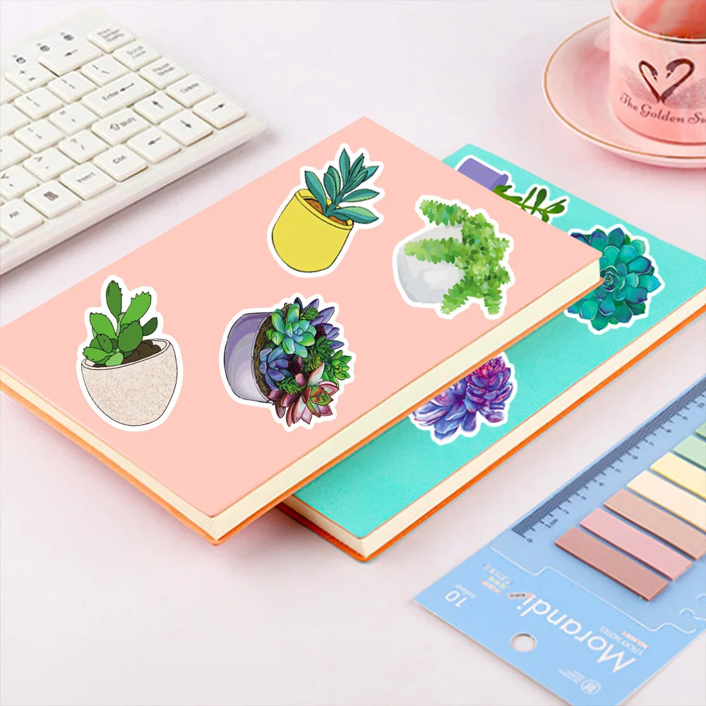 50Pcs 재미 있은 귀여운 다육 식물 스티커 데칼 장식 노트북 스크랩북 전화 가방 편지지 스티커 장난감